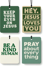 Christian Faith Car Air Freshener 4 Pcs Coconut Scented, Christian Car Accessories Mirror Decor for Women, Retro Inspirational Religious Hanging Air Freshener for Cars Closet Drawer Books