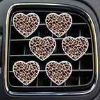 6 Pcs Heart Air Vent Clips, Leopard Print Heart Car Air Fresheners Vent Clips Long Lasting Car Diffuser Vent Clip Interior Decor Charm Decoration Cute Accessories for Women Girls