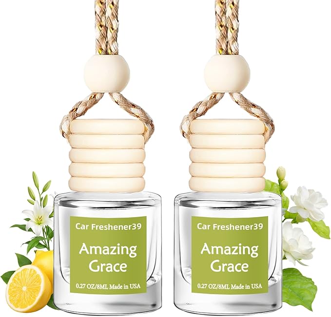 Hanging Car Air Freshener, Long Lasting Essential Oil Diffuser, Non-Toxic New Car Scent, Cute Car Fresheners for Women, 2 Pack Made in USA