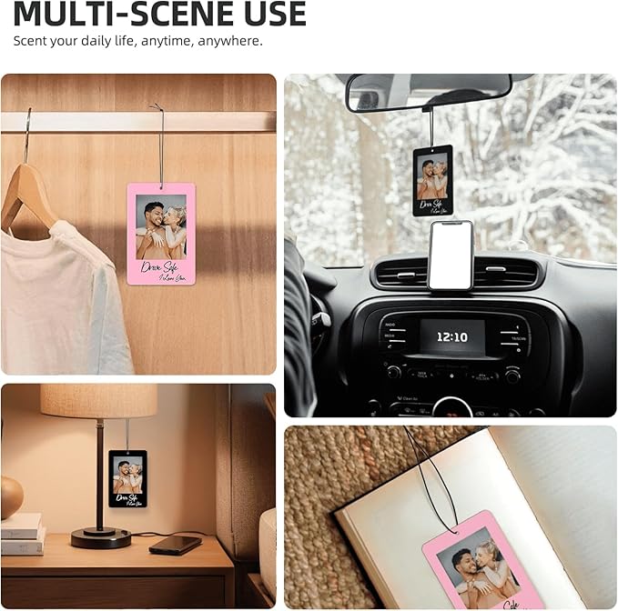 2PCS Picture Air Freshener for Car Rectangle, Drive Safe I Love You Personalized Air Freshener with Photo, Custom Car Accessories, Custom Picture Gifts for Cars Driver, Gifts for Husband