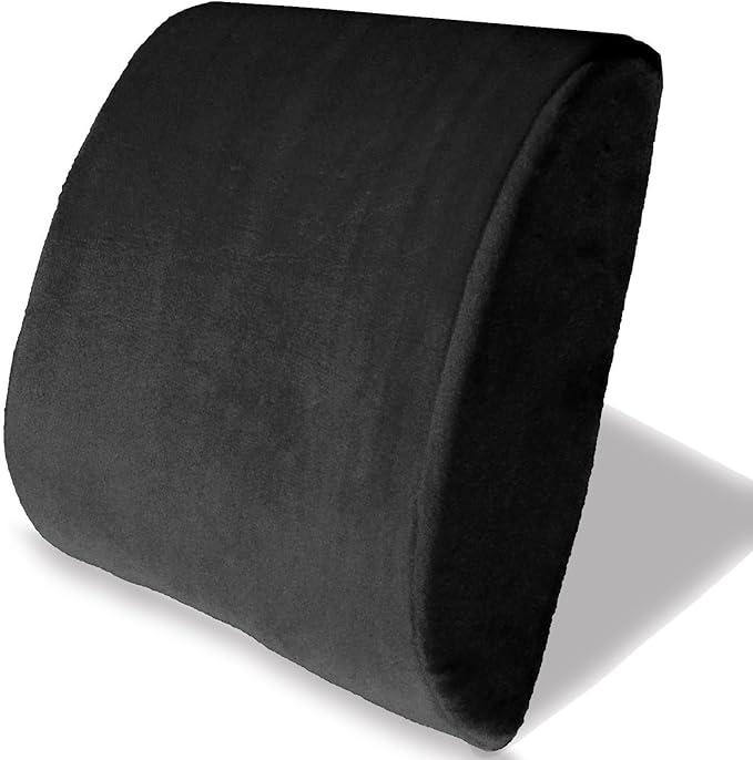 Bookishbunny 2pc High Resilience Memory Foam Seat Chair Waist Lumbar Back Support Cushion Pillow Car Office Home (Black)