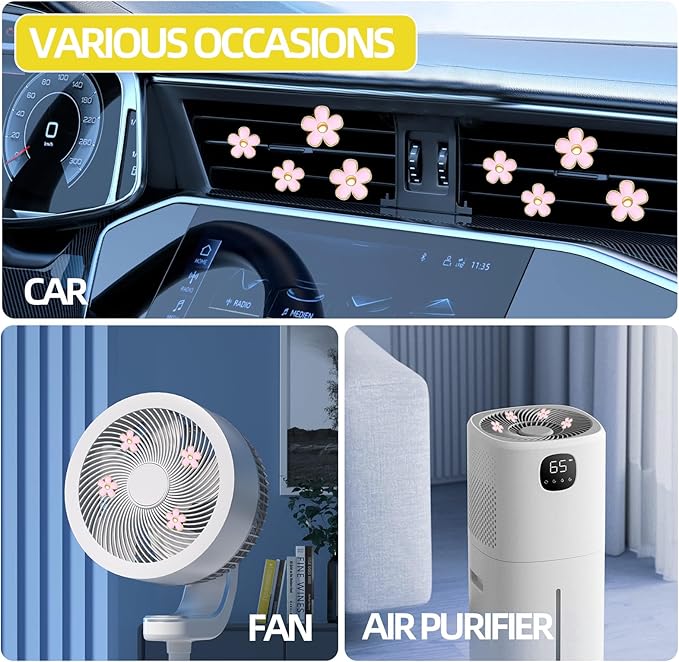 NBTEPEM 6 PCS Daisy Flower Air Vent Clip Car Decoration Accessories Air Conditioning Outlet Clip Car Air Freshener Clip Charm Car Interior Decor(3 cm, 3.3 cm, Pink)