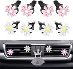 8 Pieces Daisy Car Accessories,Daisy Flower Air Vent Clips,Cute Car Air Fresheners,Dashboard Outlet Clip,Car Diffuser Vent Clip Car Decor Charms Car Interior Decoration for Women+Mask Hook(Pink & White)