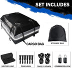 Car Rooftop Bag Cargo Carrier Bag 21 Cubic Feet Waterproof Heavy Duty for All Cars with/Without Rack Including Anti-Slip Mat 2 Luggage Locks 2 Extra Straps 6 Strong Nylon Straps Storage Bag