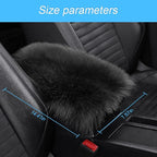 Furry Auto Center Console Cover Pad, 11.8"x7.8" Soft Sheepskin Wool Armrest Cushion, Fluffy Vehicle Armrest Seat Box Protector Warm in Winter, Car Interior Accessories for Women and Men (Black)