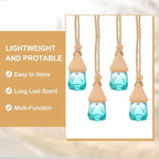 uxcell 4pcs Hanging Car Air Freshener Perfume Bottle, 8ml Pendant Empty Clear/Azure Glass Essential Oil Aromatherapy Diffuser with Wooden Cap for Car Decor (Clear/Azure, Rhombus)