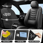 Fit Murano Car Seat Covers Compatible with Nissan Murano 2004-2025 2026 - Full Set Premium Leather， Waterproof Breathable， All-Weather Seat Cushion Protecto&Airbag Compatible（Full Set,Black