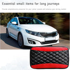 Car Center Console Cushion Pad, Universal Leather Waterproof Armrest Seat Box Cover, Comfortable Auto Armrest Cover Protector, Car Interior Decor Accessories for Most Vehicles (Black & Red)