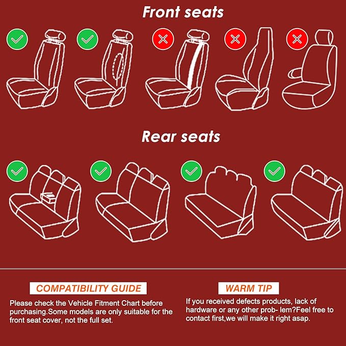 KEYOOG Car Seat Covers Full Set, 5-Seater Waterproof and Breathable Nappa Leather, Fit for Front and Rear Seats of Cars, Compatible with Airbags, Car Seat Protector Covers for Most Cars - Wine red