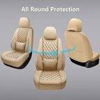 Car Seat Covers Front Pair,Universal Fit for Cars,SUVs,Trucks,and Sedans,Faux Leather Car Seat Cushion Compatible with Airbags,Waterproof Car Seat Protector,Beige