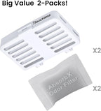 iTouchless AbsorbX Odor Removal Kit with Replaceable Deodorizer, Stick On Deodorizer Activated Carbon Filters Eliminate Smell in Refrigerator, Trash Can, Diaper Pail, Closet, Shoes, Locker (2-Pack)