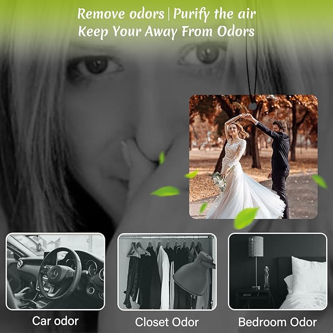 Custom Air Freshener with Picture - Photo Air Freshener for Car,Double-Sided Customized Photo Text, Personalized Gift for Boyfriend Men Car (Square)