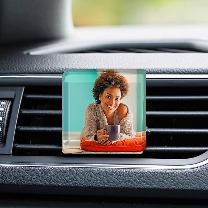 Custom Crystals Car Air Vent Clip with Photo Personalized Picture Car Air Freshener Clips Interior Car Accessories Decoration for Men Women