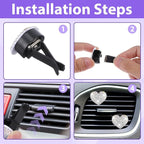 4Pcs Car Vent Clips, Bling Heart Air Vent Clips, Universal Air Conditioning Freshener Clip for Decorative White Car Accessories