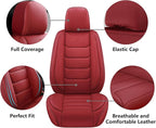 Full Coverage Faux Leather Car Seat Covers Full Set,Automotive Seat Covers for Cars,SUVs Pick-up Truck, Car Seat Cushion, Wine Red Seat Covers for 5 Seats