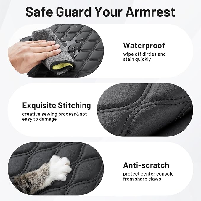 Autorder Center Console Cover for 2021-2025 2026 Jeep Grand Cherokee L Accessories Armrest Cushion Cover Nappa Leather Middle Console Covers Grand Cherokee L Console Cushion Pad Anti-Scratch