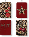 Red Leopard Print Car Air Freshener 4 Pcs, Trendy Funky Y2k Girly Cheetah Print Lips Star Cherry Air Freshener Hanging Decor for Cars Closet Drawer Books Accessories Gifts