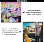 Car Window Shade for Baby, Blackout Car Window Curtain with Storage Pockets & 7 Suction Cups, Cartoon Pattern Cars Side Window Sun Shade Cover for Sun/Heat/UV Rays Protection (Pink-Animals)