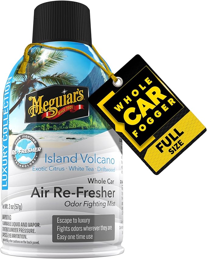 Meguiar's Car Air Refresher Odor Fighting Mist,Island Volcano, Long-Lasting Car Freshener Fights Strong & Unwanted Vehicle Smells Renewing Interiors with a Luxurious & Refreshing Scent, 2 oz Aerosol