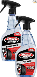 Black Magic 120217 Tire Wet, 23oz (Pack of 2) - Specially Formulated Tire Shine Applicator Cleaner to Keep Them Looking Wet, Black, and Glossy with One Quick Spray – Long-Lasting Protection for Tires