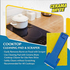 Cerama Bryte 3 x Scraper & 3 x Pad Kit Cooktop and Stove Top Cleaner for Glass - Ceramic Surfaces, 6 Piece Set