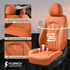 FLORICH Car Seat Covers Full Set Orange Seat Cover Front Seats and Back Leather Seat Covers for Cars Waterproof Car Seat Cushion Universal Car Seat Protector Fit for Most Cars Trucks SUVs