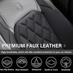 Coverado Car Seat Covers Front Seats, Waterproof Seat Covers, Faux Leather Car Seat Covers 2 Pack, Universal Car Seat Protector Front Seat Cover Fit for Most Cars Trucks SUV- Gray&Black