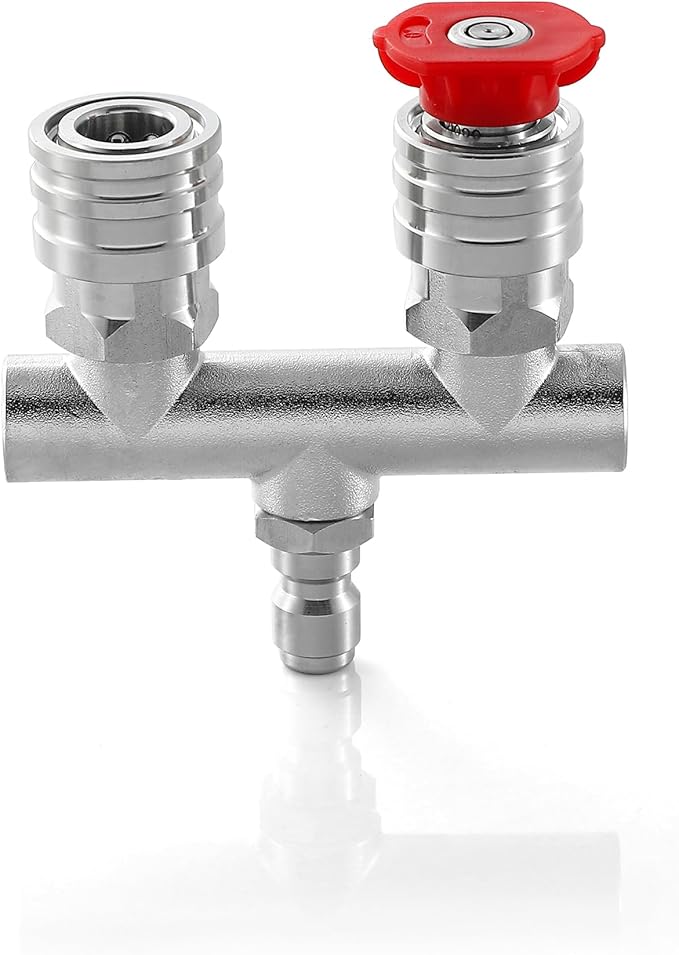 Dual Pressure Washer Tips, 2-in-1 Pressure Washer Nozzle Tips, Pressure Wash Dual Nozzle with 4PCS Power Washer Spray Nozzles (0 Degree Red & 40 Degree White), 1/4 Inch Quick Connect, 5000 PSI