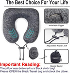napfun Neck Pillow for Traveling, Upgraded Travel Neck Pillow for Airplane 100% Pure Memory Foam Travel Pillow for Flight Headrest Sleep, Portable Plane Accessories, Full Grey