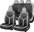 FLORICH Car Seat Covers Full Set, Universal Seat Cover 5 Seats, Automotive Seat Covers with Mesh Leather, Waterproof Car Seat Protector, Breathable Car Seat Cushion for Most Car SUV Truck, Gray