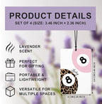 Pink Leopard Print Car Air Freshener 4 Pcs, Trendy Cheetah Lucky 8 Ball Ace Card Hanging Air Freshener for Cars Closet Drawer Books Office, Girly Car Accessories Mirror Decor for Women