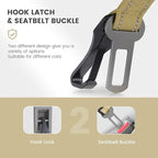 IOKHEIRA Dog Seat Belt 3-in-1 Car Harness for Pets Adjustable Safety Seatbelt Nylon Reflective Bungee Fabric Dog Car Harness with Clip Hook Latch & Buckle, Swivel Zinc Alloy Carabiner (Green)