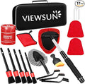 Viewsun Windshield Cleaner Tool, 17Pcs Red Car Interior Cleaning Kit, Car Detailing Kit Interior Cleaner, Car Detailing Brushes, Car Cleaning Gel, Inside Cleaning Supplies Accessories for Women Girls