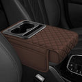 Hovom Car Center Console Cover, 13.39"×7.87"×2.76" Leather Armrest Cover for Cars, Memory Foam Armrest Pillow with Pocket, Cup Holder & Phone Slot, Universal Vehicle Arm Rest Cushion Pad (Coffee)