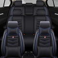 Car Seat Cover 7 Seats for Ford Explorer 2000-2025, Waterproof Durable Compatible Airbag, Premium Leather Seat Protector(7 Seats Luxury,Black Blue)