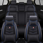 Car Seat Cover 7 Seats for Ford Explorer 2000-2025, Waterproof Durable Compatible Airbag, Premium Leather Seat Protector(7 Seats Luxury,Black Blue)