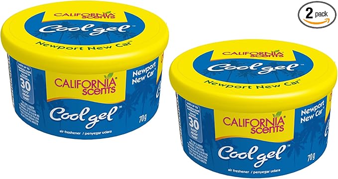 California Scents Cool Gel - The Best Car Air Freshener with Cool Gel Technology - Long-Lasting Odor Eliminator and Auto Air Freshener for Cars (Newport New Car, 2 Packs)