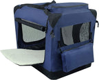 EliteField 3-Door Folding Soft Dog Crate with Carrying Bag and Fleece Bed (2 Year Warranty), Indoor & Outdoor Pet Home (30" L x 21" W x 24" H, Navy Blue)