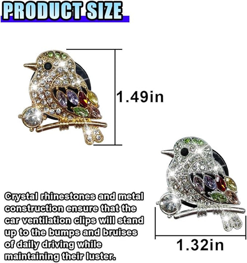 2PCS Bling Bird Car Air Vent Clips, Crystal Rhinestone Auto Air Conditioning Outlet Clip, Cute Car Vent Decorative Clip, Auto Interior Decoration Charm for Women (Bird)