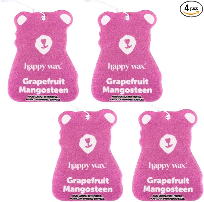 Happy Wax Hanging Car Cub Air Fresheners Infused with Natural Essential Oils, 4 Ct. (Grapefruit Mangosteen)