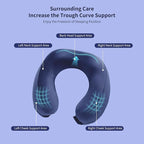 Neck Pillow for Airplane Travel Memory Foam - 360° Support for Long Flights & Car/Office Use, Machine Washable Pain Relief Pillow with Breathable Cover (Gemstone Blue)