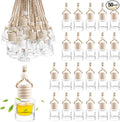 50 Pcs Car Essential Oil Hanging Bottle Empty Car Air Freshener Diffuser Bottle Perfume Glass Bottle Pendant Aromatherapy Fragrance Bottle Auto Car Interior Ornaments Decor (Round shape)
