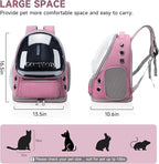 Cat Backpack Carrier, Breathable Cat Carrier Large Space Bubble Pet Backpack for Kitty Small Dog up to 12lbs, Transparent & Foldable Pet Carrier for Travel Hiking（Pink）