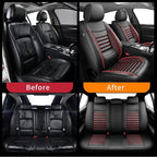 Fit Santa Fe Car Seat Covers for Hyundai Santa Fe 2007-2025 2026 - Upgraded Premium Waterproof & Breathable Leather,Airbag Compatible, All-Weather Seat Cushion Protector(Full Set,Black+Red)