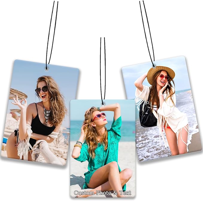 Custom Air Freshener for Car, Personalized Air Fresheners, Custom Double Sided photo Air Freshener, for Wardrobe, Bathroom and Hanging Ornaments (Rectangle)
