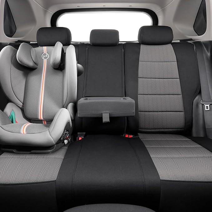 coverdream Rav4 Hybrid Seat Covers Custom Fit for 2019-2024 2025 Toyota Rav4 Hybrid (Not for XSE/SE/Plug-in Hybrid),Full Coverage,Airbag Compatible,Polyester Car Seat Protector(Full Set,Black & Gray)