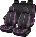 CAR PASS Nappa Leather Car Seat Covers Full Set Waterproof Protector Durable Cushioned,Universal Fit for Sedan SUV Pick-up Truck,Automotive, Anti-Slip and Backseat Luxury Premium(Black and Purple)