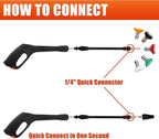 Tool Daily Pressure Washer Gun with Replacement Wand, Turbo Nozzle & 5 Spray Nozzle Tips, Compatible with Some Portland Husky Black Decker Ford Pulsar ShopForce Taskforce Powerwasher Power Washer