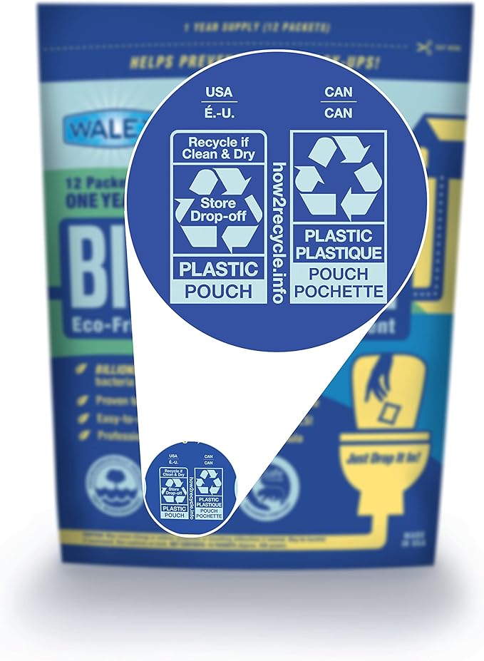 Walex Bio-Active Home Septic Tank Treatment - Strong Digestive Power with Beneficial Bacteria & Enzymes for Liquefying Solids & Breaking Down Waste, Odor Neutralizer -1 Year Supply, 12 Packets
