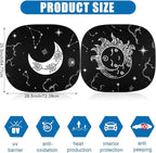 2 PCS Star Moon Windshield Sun Shade for Car Foldable Window Covers for Car Accessories Reflect UV Sun Heat Protector for Universal Cars SUV Truck(Classic Style)